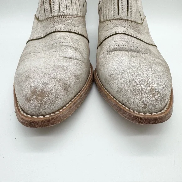 Matisse Roscoe Distressed Leather Almond Toe Heeled Western Bootie Cream Sz 8.5 - Picture 7 of 13